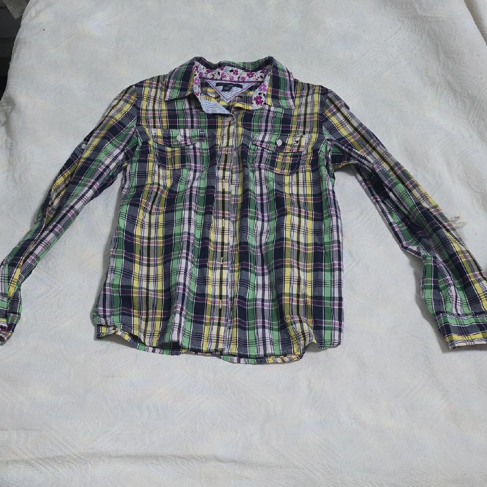 Plaid Kids Shirt - Green, Purple, Yellow